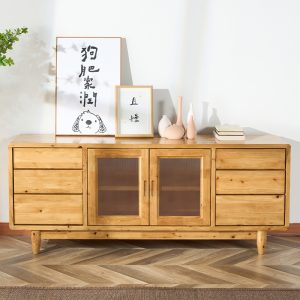 日式实木电视柜茶几组合小户型侘寂风客厅柏木储物柜北欧家具地柜