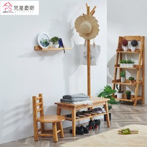 柏木全实木衣帽架衣架落地置物架落地卧室简易客厅挂衣架民宿家具